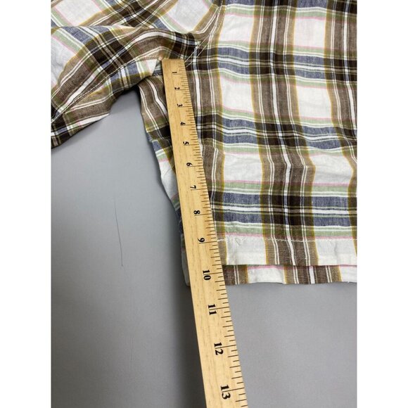 Tommy Bahama Linen Relax Mens Shorts Size 38 Plaid Chino Vacation Brown beach - Picture 10 of 14